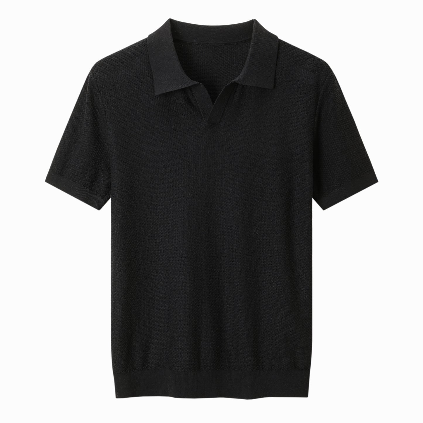 Textured Open-Collar Polo