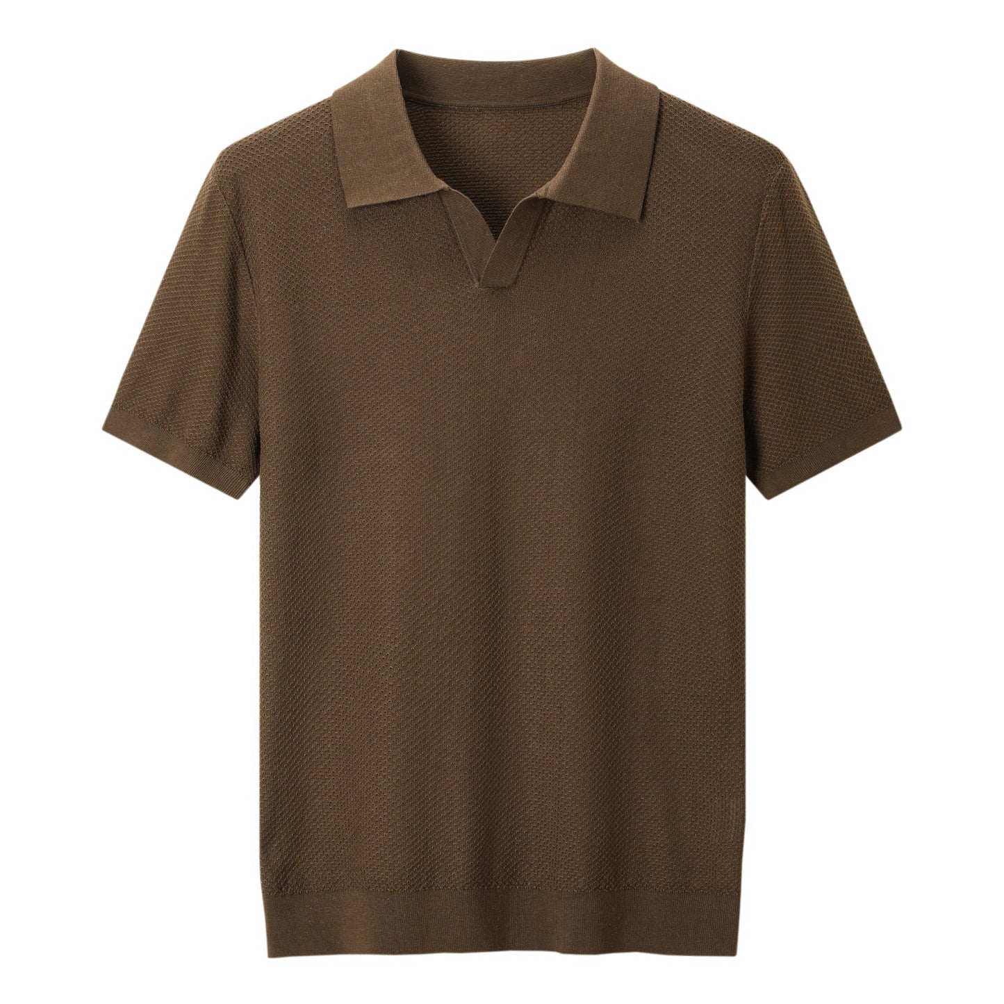 Textured Open-Collar Polo