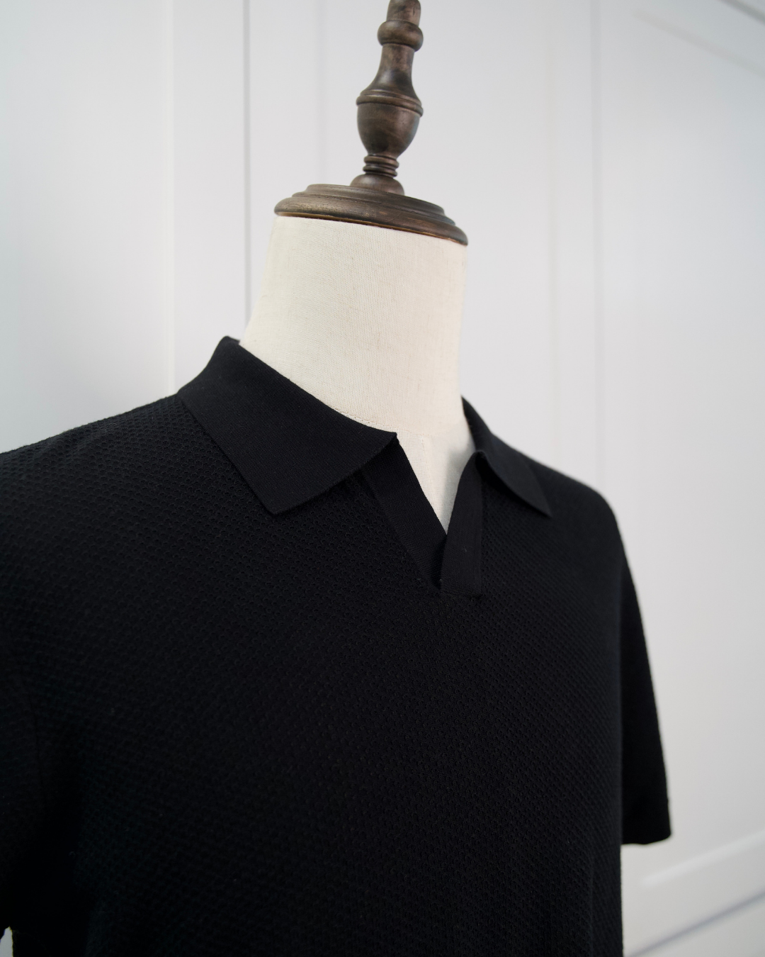 Textured Open-Collar Polo
