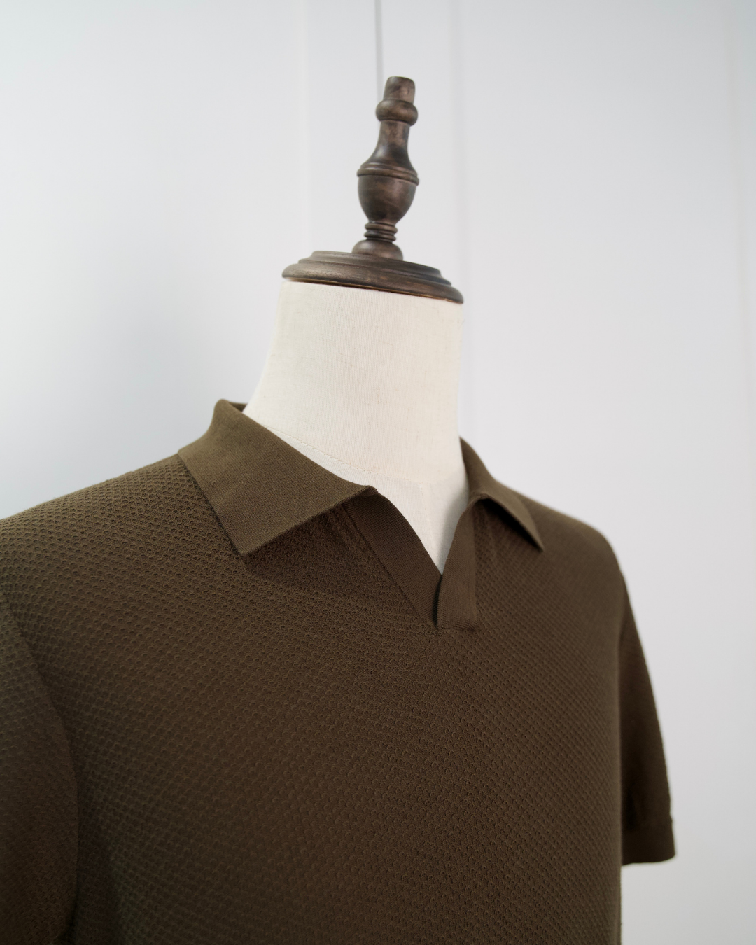 Textured Open-Collar Polo