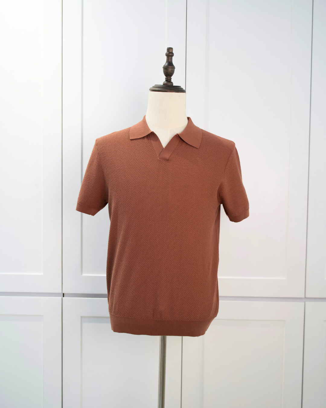 Textured Open-Collar Polo
