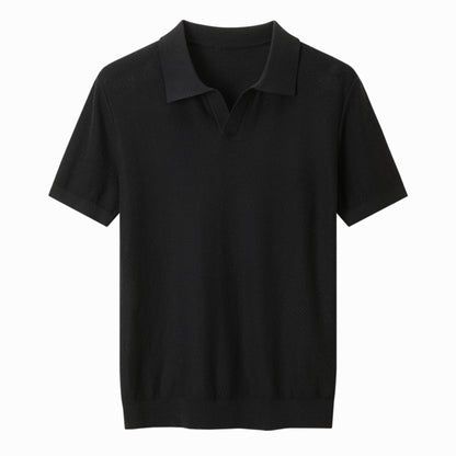 Textured Open-Collar Polo