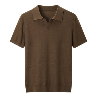 Textured Open-Collar Polo