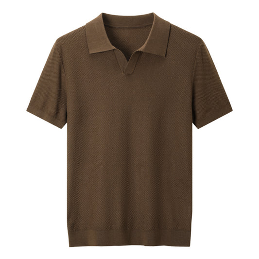Textured Open-Collar Polo