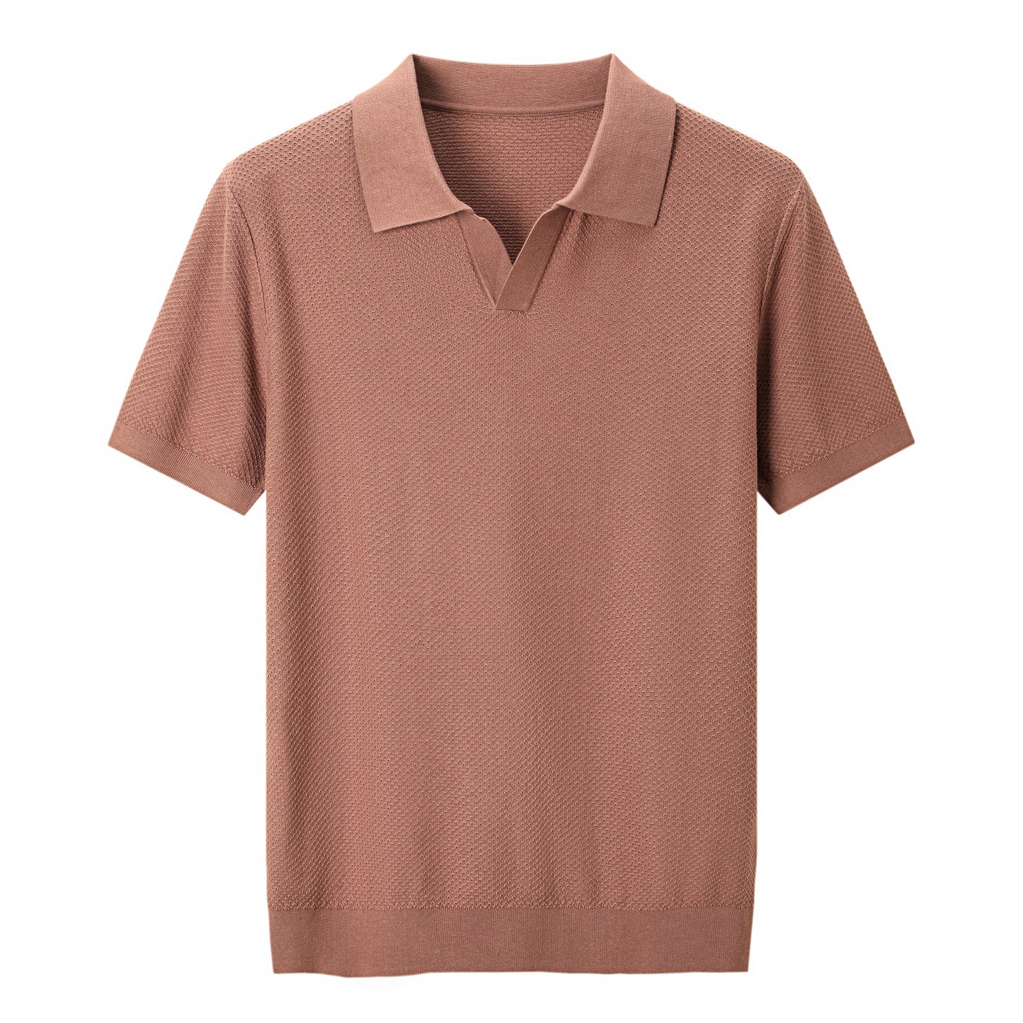 Textured Open-Collar Polo