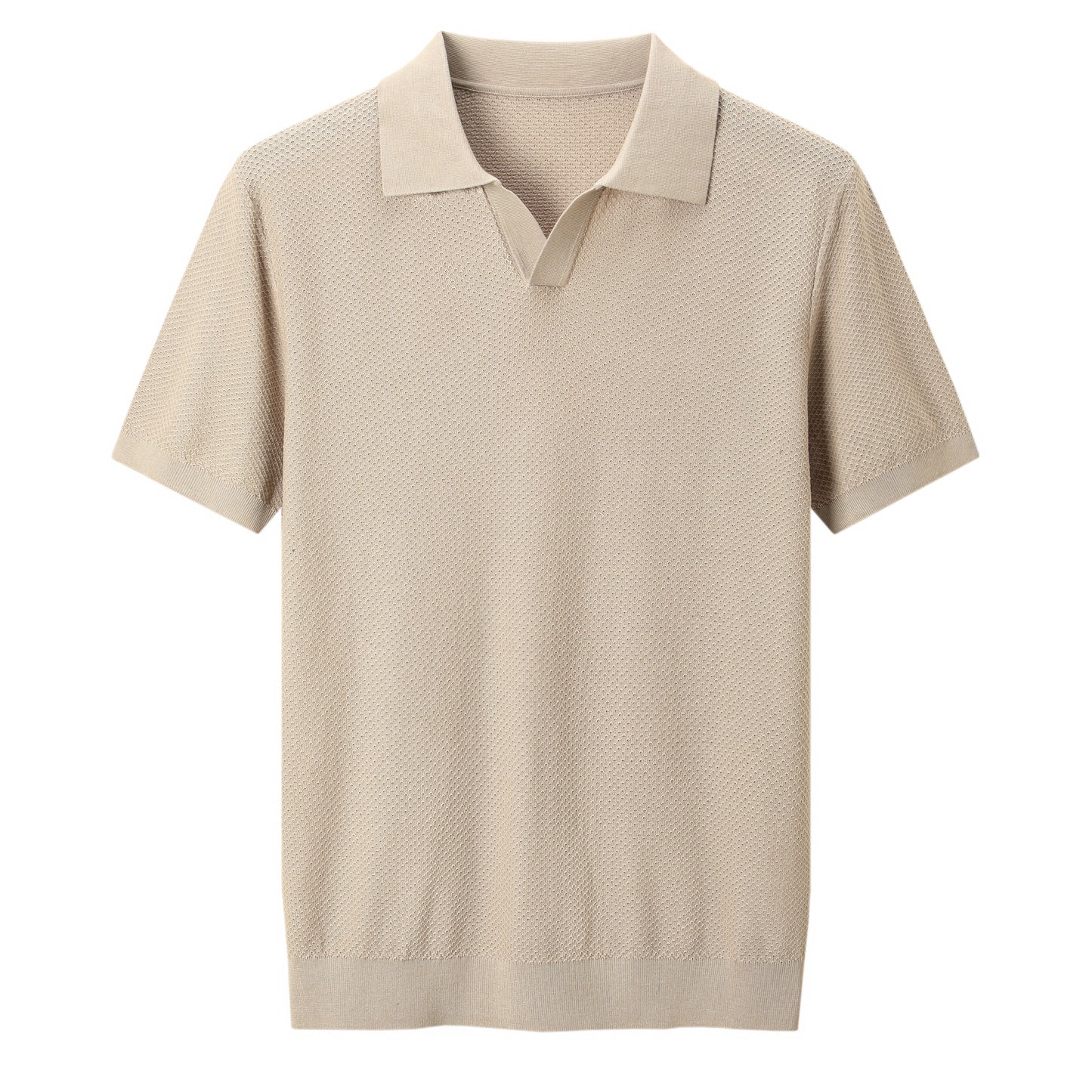 Textured Open-Collar Polo