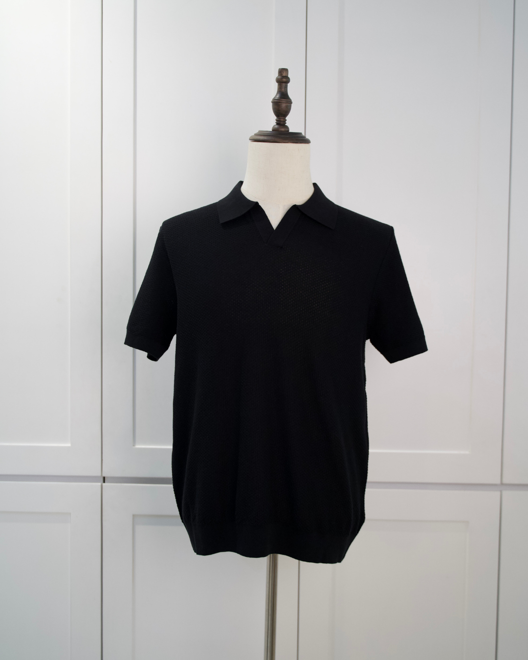 Textured Open-Collar Polo