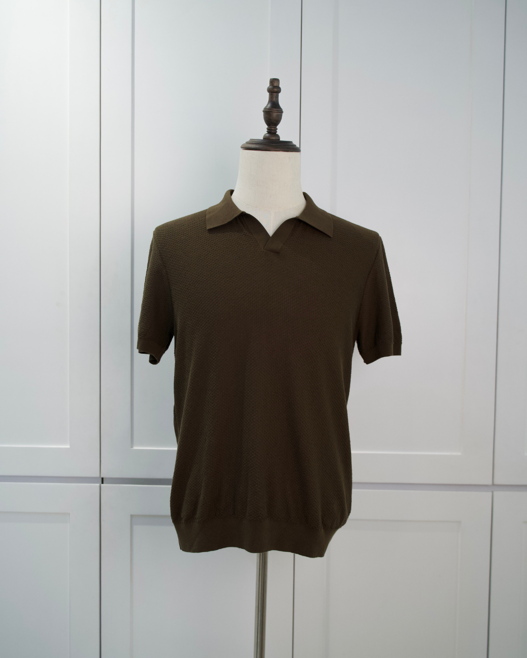 Textured Open-Collar Polo