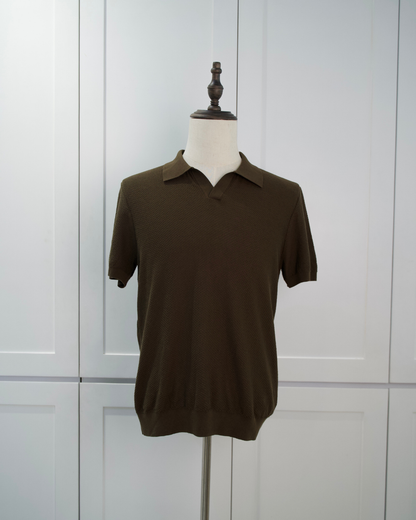 Textured Open-Collar Polo