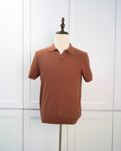 Textured Open-Collar Polo
