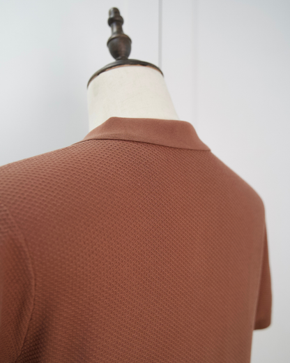 Textured Open-Collar Polo