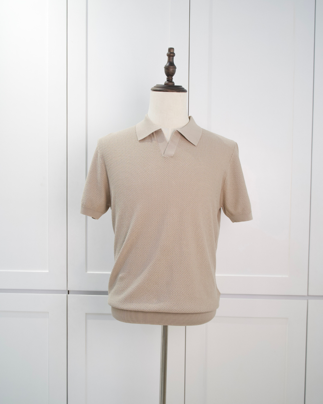Textured Open-Collar Polo