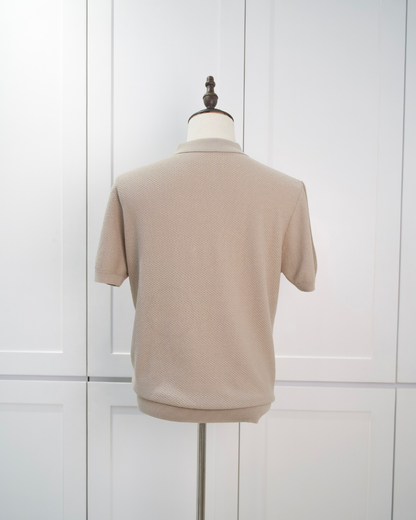 Textured Open-Collar Polo
